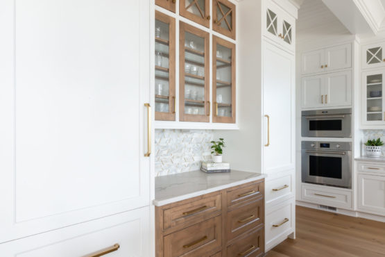 Wellsford Cabinetry Custom Designed Kitchen Framed Beaded Inset Presidio Door Style Maple Specie in Portabella