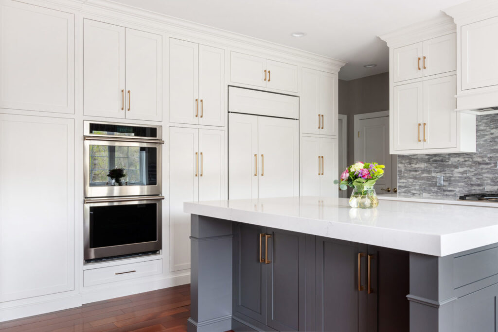 Wellsford Cabinetry Custom Designed Kitchen Framed Plain Inset Bristol Door Style Panel-Refrigerator in Nordic White