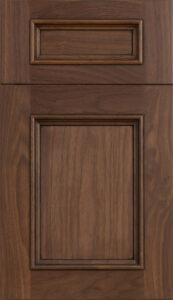 Wellsford Cabinetry Verona Door Style Walnut Specie in Portabella with Sable glaze in satin